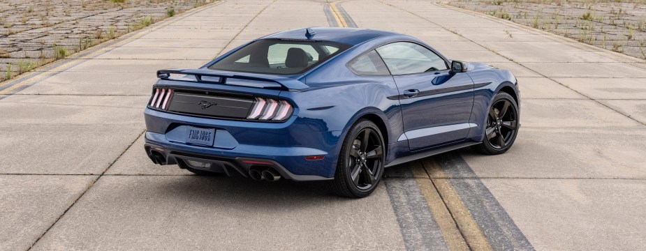 This 2022 Ford Mustang Stealth Edition has a usable trunk and optional SYNC 3 infotainment system.