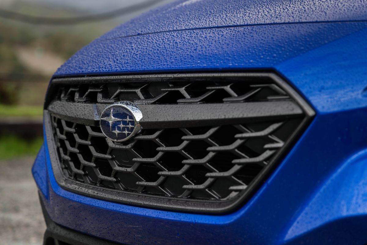 The front grille of the redesigned 2022 Subaru WRX.