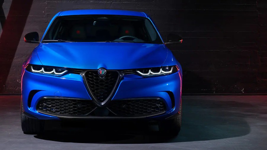 A blue 2024 Alfa Romeo Tonale luxury crossover with a reasonable starting price
