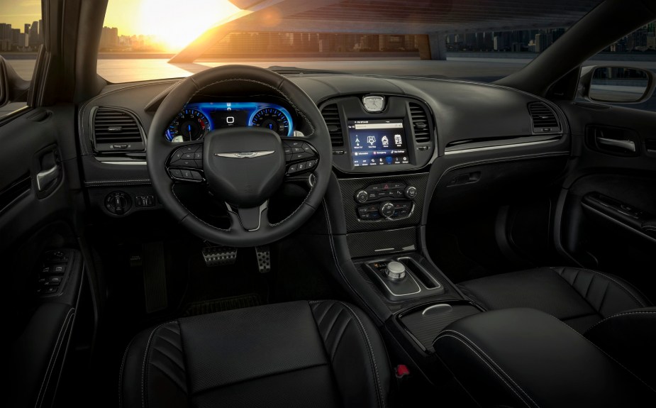 The 2023 Chrysler 300C's interior is generously outfitted, with a Uconnect infotainment system. 