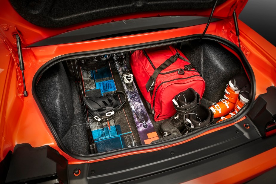The Challenger's trunk is spacious compared to other sports coupes.