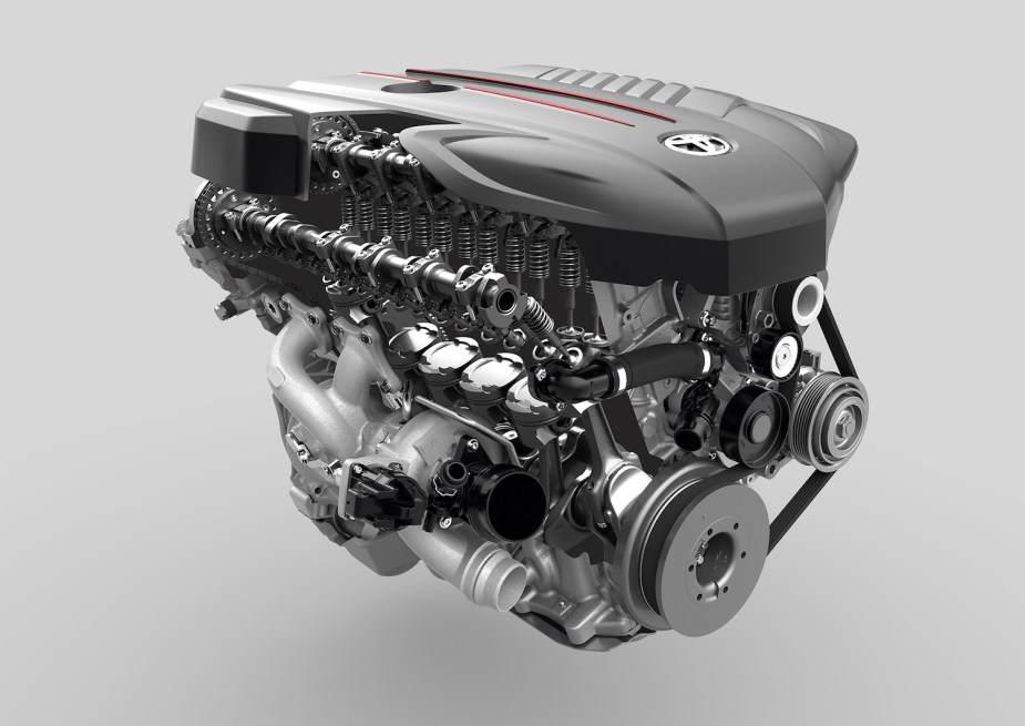Advertising photo of the new Toyota Supra's inline six-cylinder I6 engine.