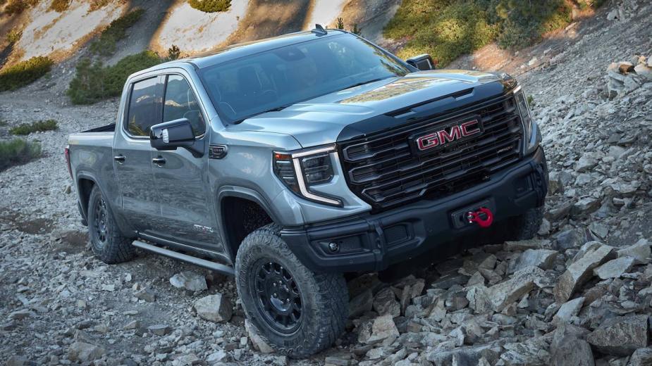 A 2022 GMC Sierra 1500 AT4X full-size truck off-road driving: pros and cons.