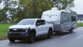 The 2024 Chevy Silverado EV towing a trailer