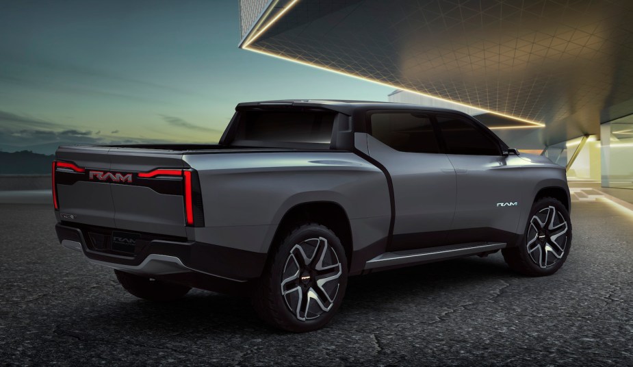 This Ram Revolution electric pickup truck concept stresses towing capacity over other metrics.