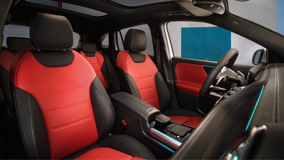 Black and red seats in 2023 Mercedes-Benz GLA-Class luxury SUV, the most affordable new Mercedes-Benz car