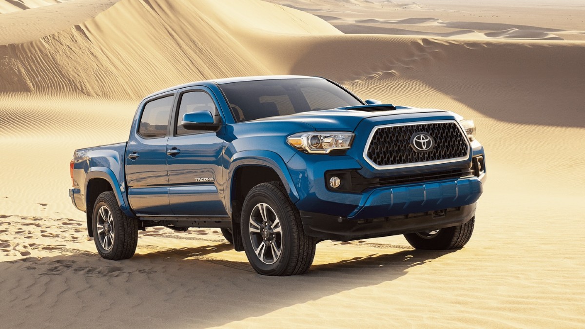 Blue 2018 Toyota Tacoma out in the desert