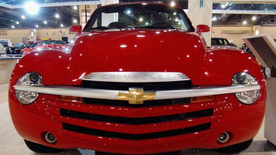The front of a Chevy SSR, perhaps the worst truck Chevy has ever built.