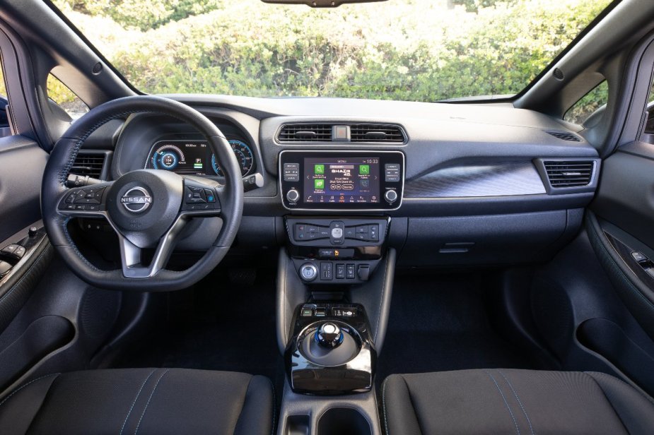 Dashboard in 2023 Nissan LEAF, only EV under $30,000 recommended by Consumer Reports due to reliability  