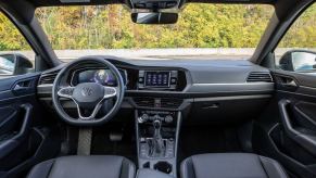 Dashboard and front seats in 2023 VW Jetta, the most affordable new Volkswagen car