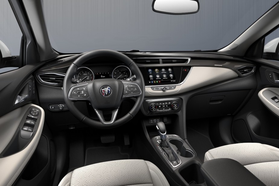 Dashboard in 2023 Buick Encore GX, cheapest new Buick and most affordable luxury SUV available 