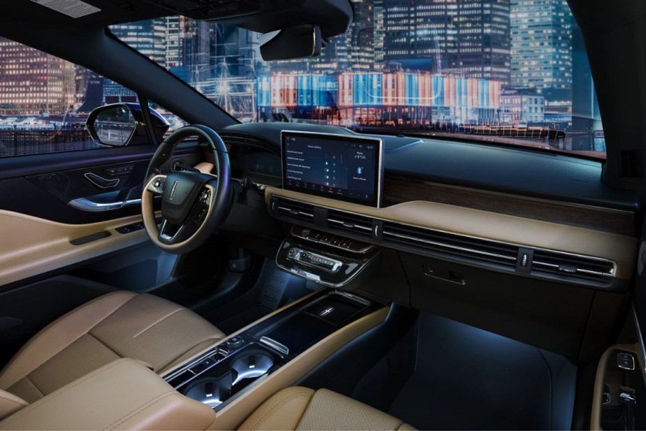 Dashboard in 2023 Lincoln Corsair luxury SUV, most affordable new Lincoln and one of Consumer Reports’ most reliable SUVs