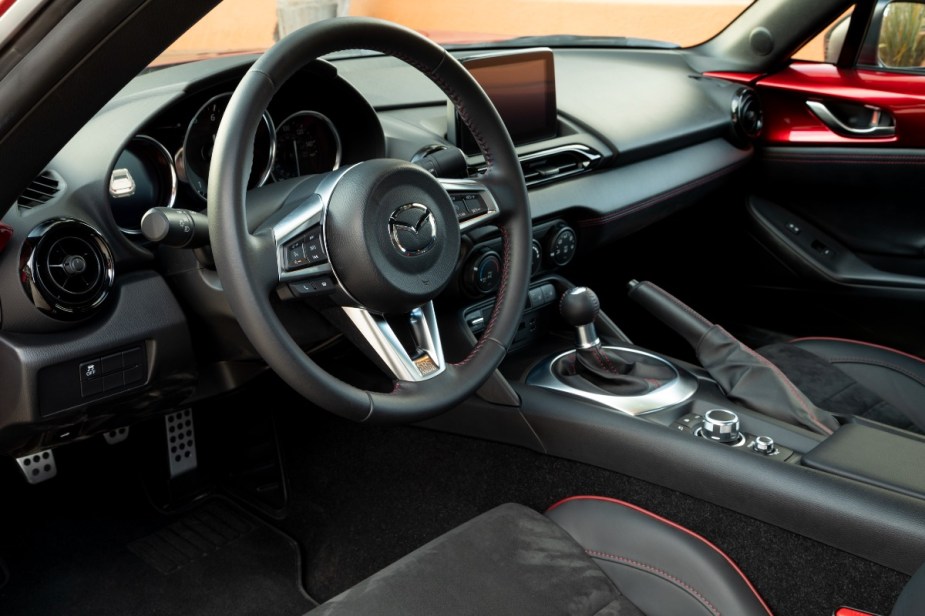 Dashboard in 2023 Mazda MX-5 Miata, Consumer Reports most reliable sports car and one of the most affordable 