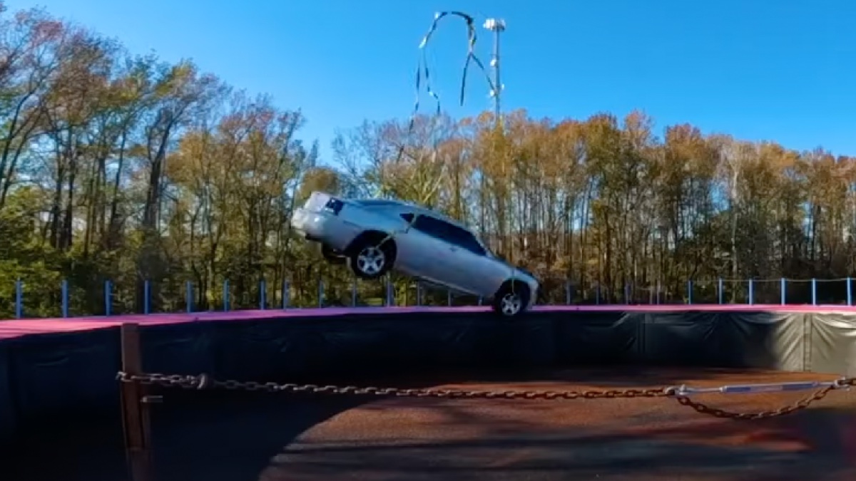 Dodge Charger car dropped 500 feet by helicopter into Orbeez pool in viral MrBeast Facebook Watch video