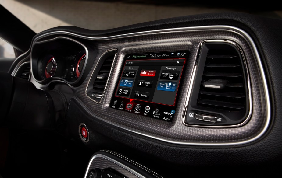 The 2022 Dodge Charger shows off its easy-to-use Uconnect touchscreen. 