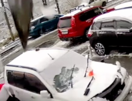 Watch: Miracle Escape as Giant Concrete Slab Hits Car — Viral Video!