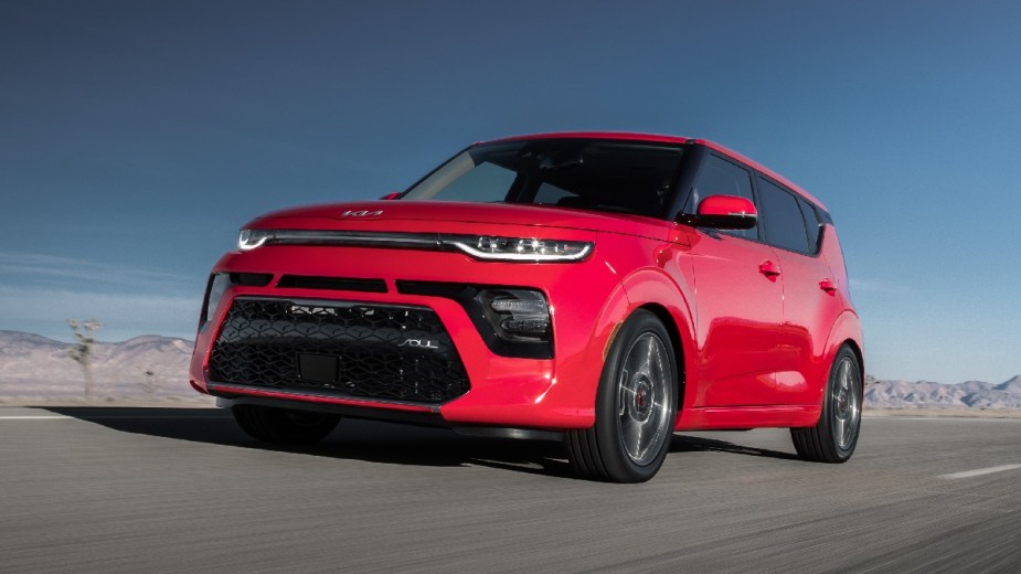 Front angle view of 2022 Kia Soul, costing under $20,000 and one of most comfortable SUVs, says US News