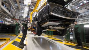 The assembly of a four-wheel drive model at a Tata Motors Ltd.'s Jaguar Land Rover plant in Solihull, U.K.