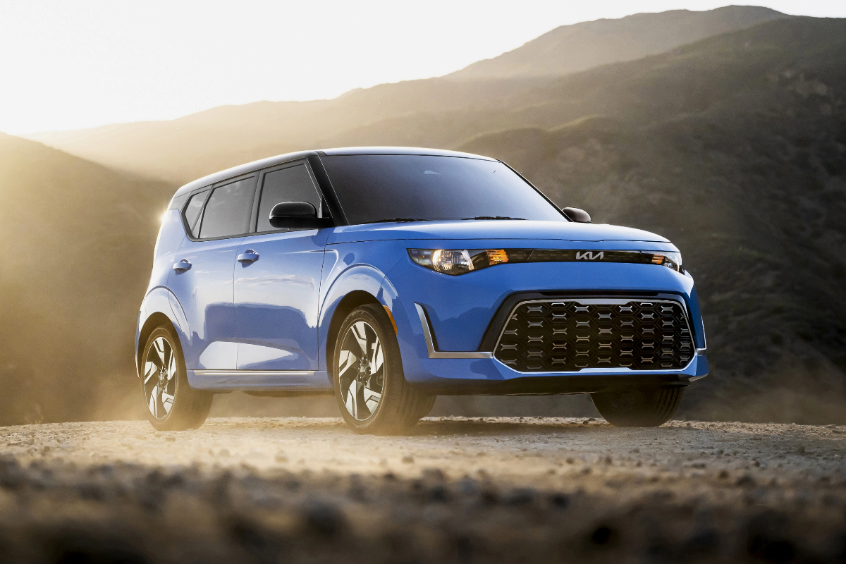 A blue Kia Soul shows off as one of the cheapest new SUVs according to MotorTrend.
