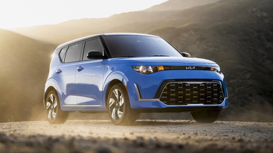 A blue Kia Soul shows off as one of the cheapest new SUVs according to MotorTrend.