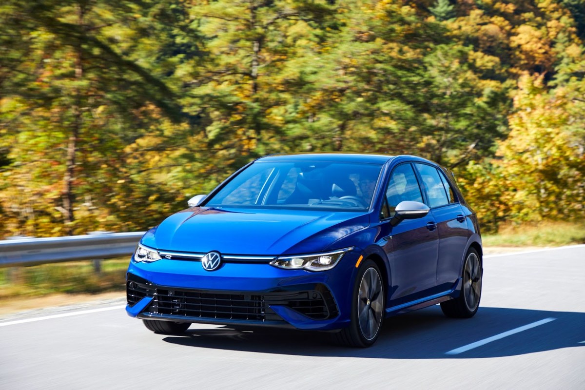 The newest VW Golf R in blue