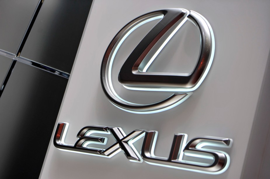 A Lexus logo, which is the maker of the most reliable Lexus.