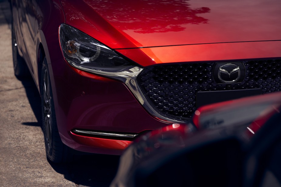 A Mazda 2 front end, which is one of the most reliable Mazda models.