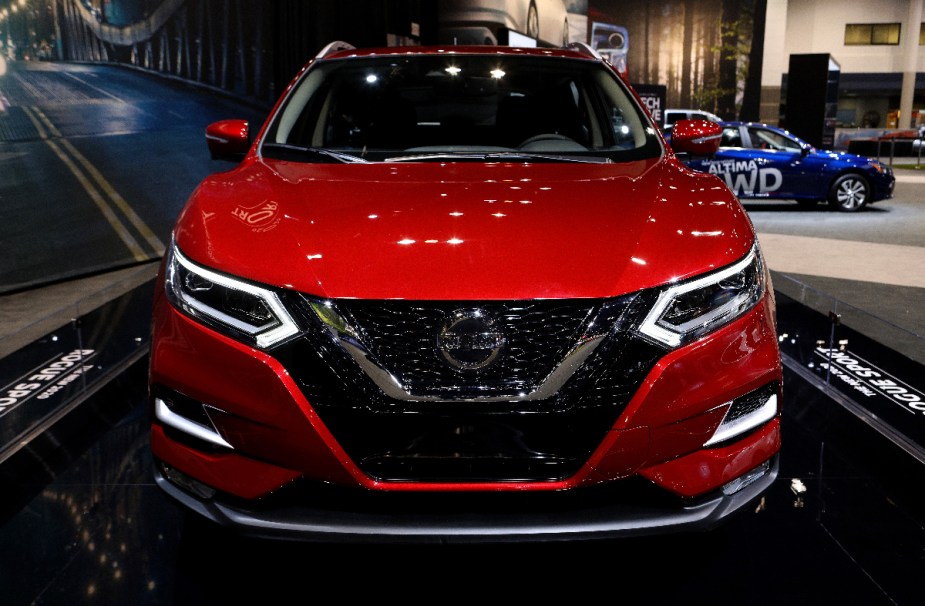 A red 2020 Nissan Rogue. It is an SUV you can find for less than $10,000.