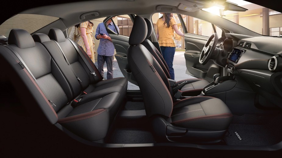 Seats in 2023 Nissan Versa subcompact, cheapest new Nissan car and most affordable vehicle in America