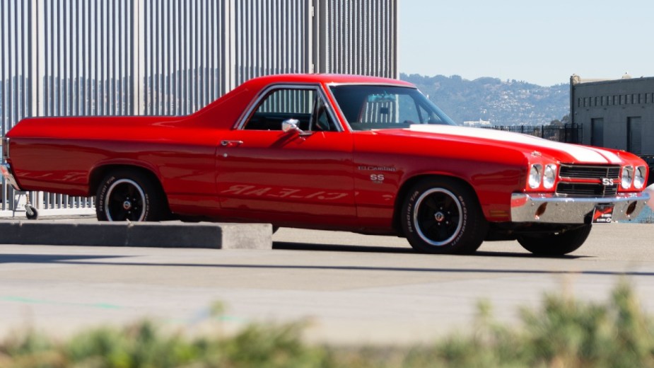 Side view of classic red Chevy El Camino, highlighting if Chevrolet is bringing it back as an EV