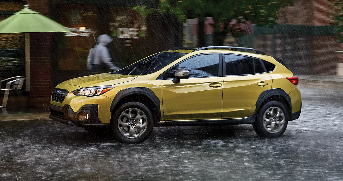 The Subaru Crosstrek sits in the rain, it might be the most reliable small SUV.