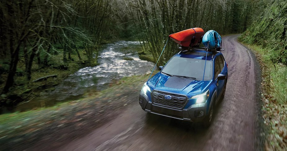 A 2023 Subaru Forester SUV shows off its rugged side.