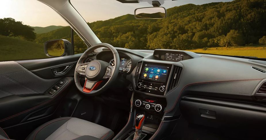 The interior of the 2023 Forester, an SUV that Consumer Reports likes.