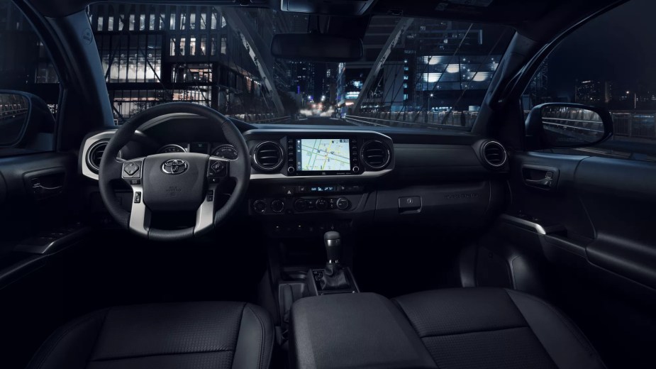 The black interior of the 2023 Toyota Tacoma is one reason why the 2024 model is worth the wait.