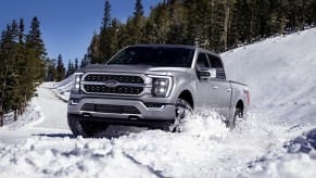 The best Ford trucks and SUVs include this F-150 in the snow
