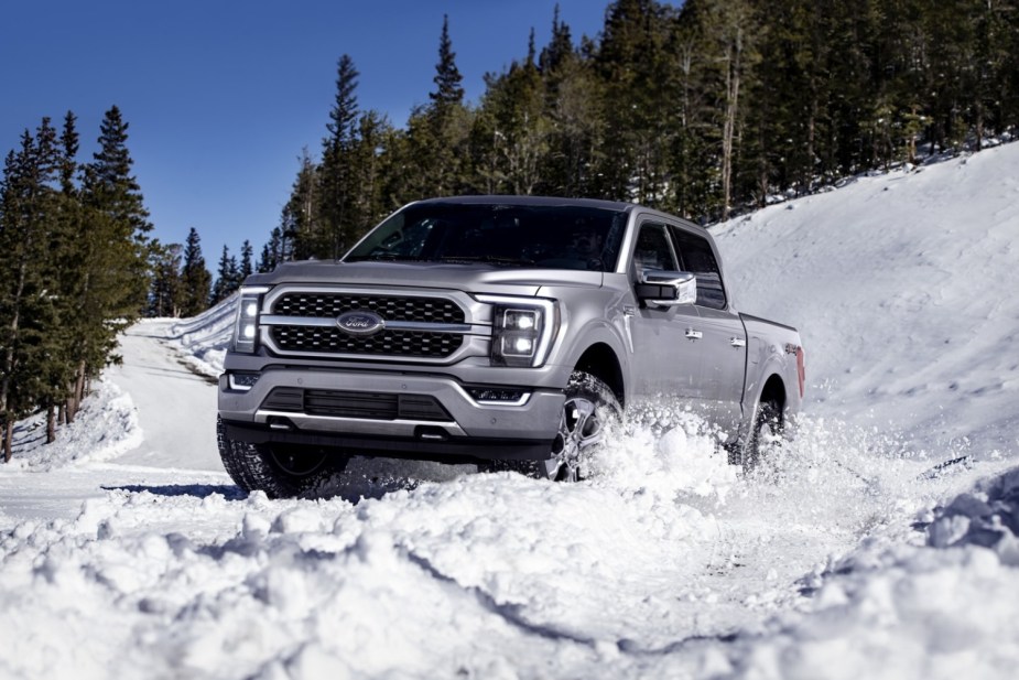 The best Ford trucks and SUVs include this F-150 in the snow