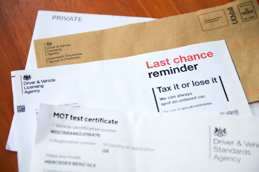Car test and tax paperwork received through the mail