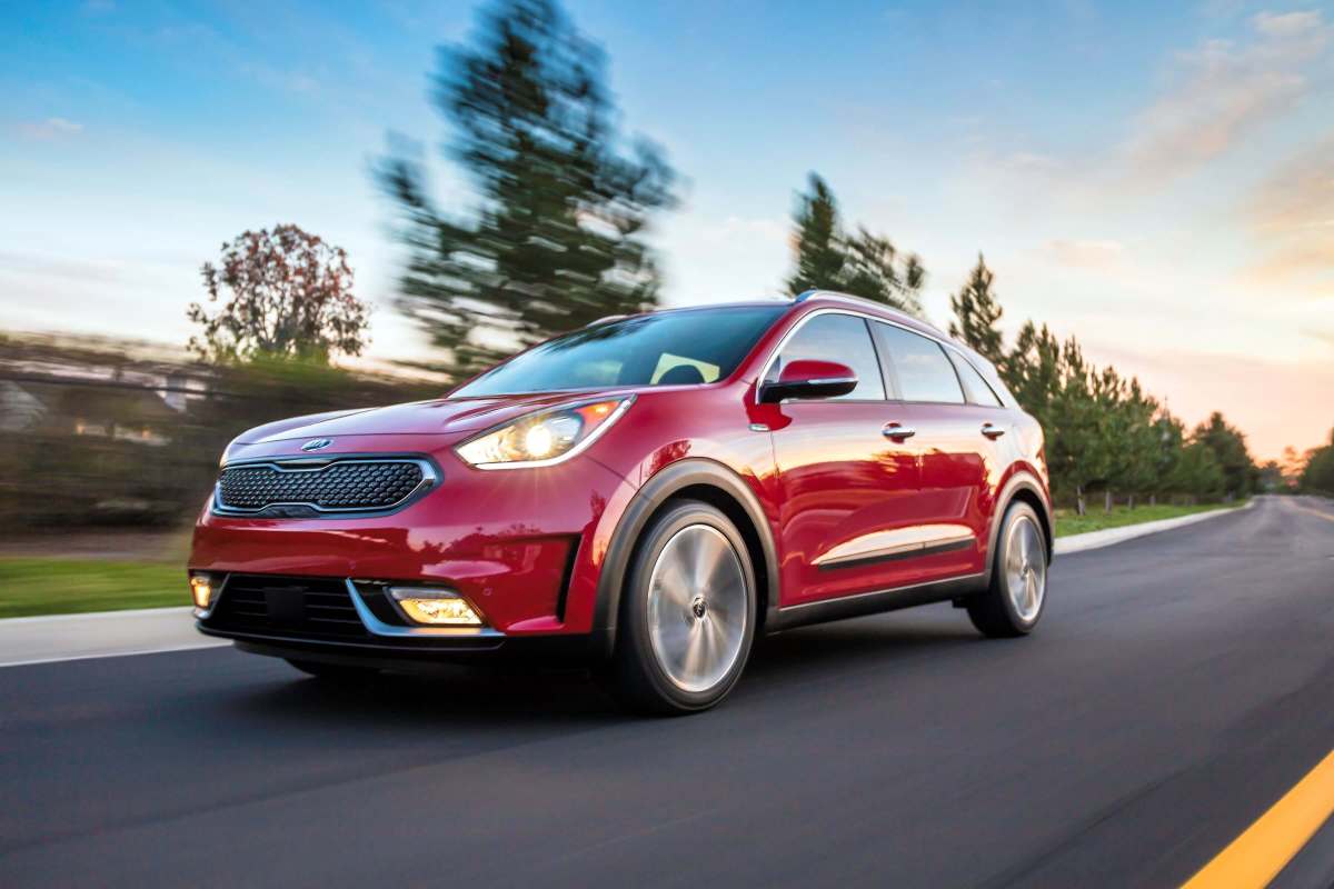 Models like this red Kia Niro were subject to theft -- a problem a new software update intends to fix
