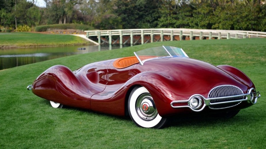 1947 Norman Timbs Special parked on a manicured lawn