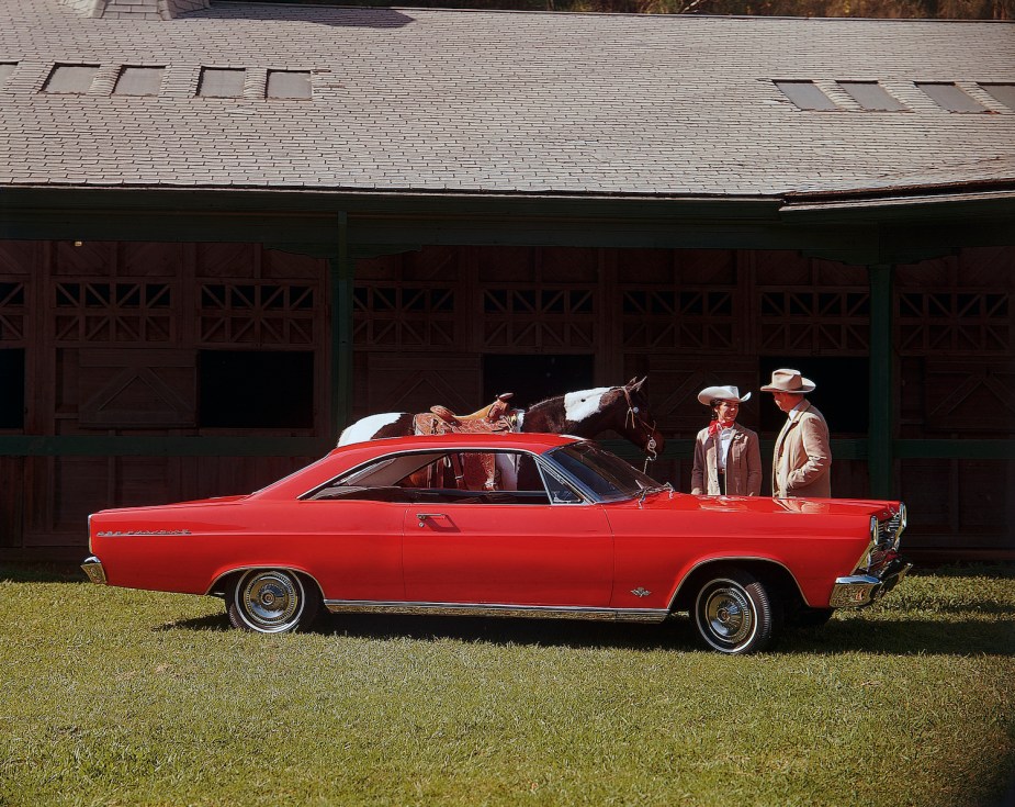 Advertisement for a red 1966 Ford Fairlane.