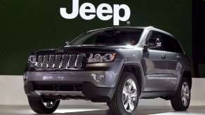 The 2011 Jeep Grand Cherokee in silver
