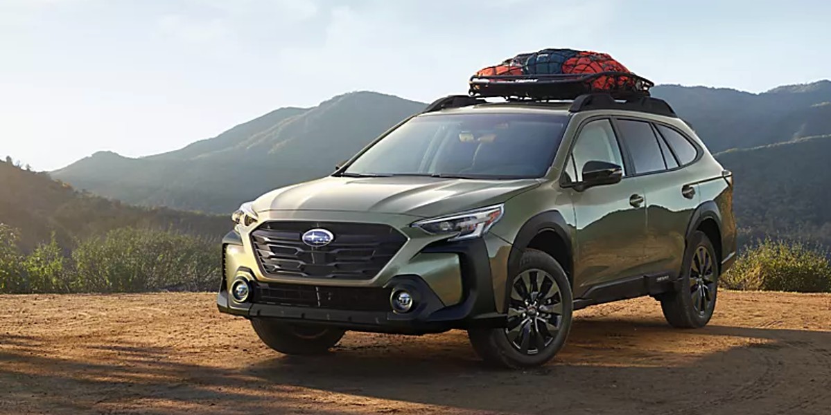 A 2023 Subaru Outback parked off-road.