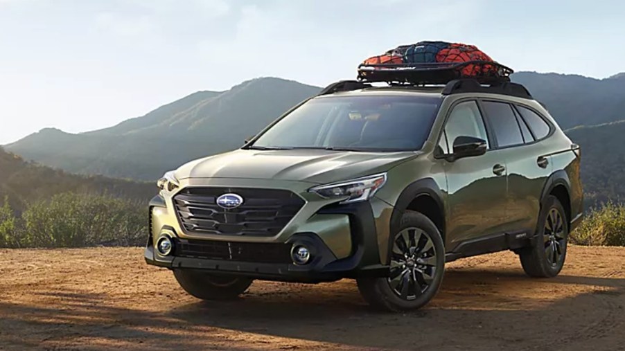A 2023 Subaru Outback parked off-road.