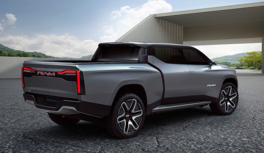 Advertising render of the Ram 1500 electric supertruck concept.
