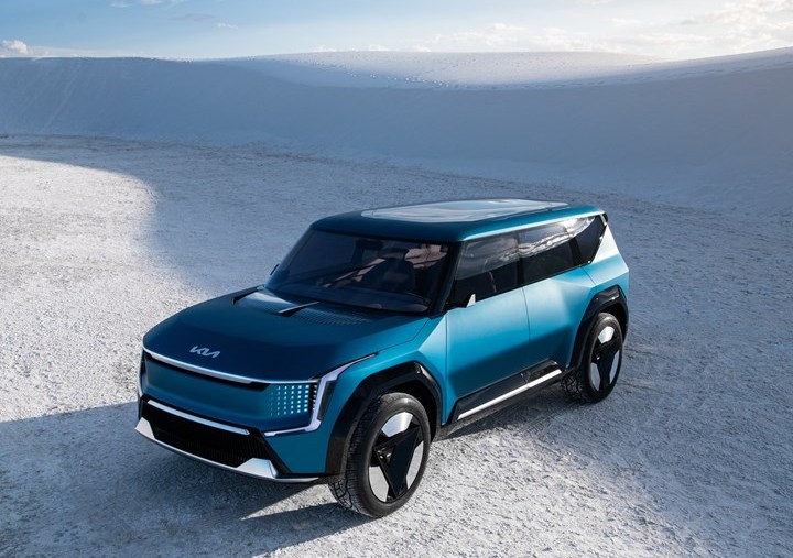 A rendering of the 2024 Kia EV9, an electric SUV that should arrive in 2023.