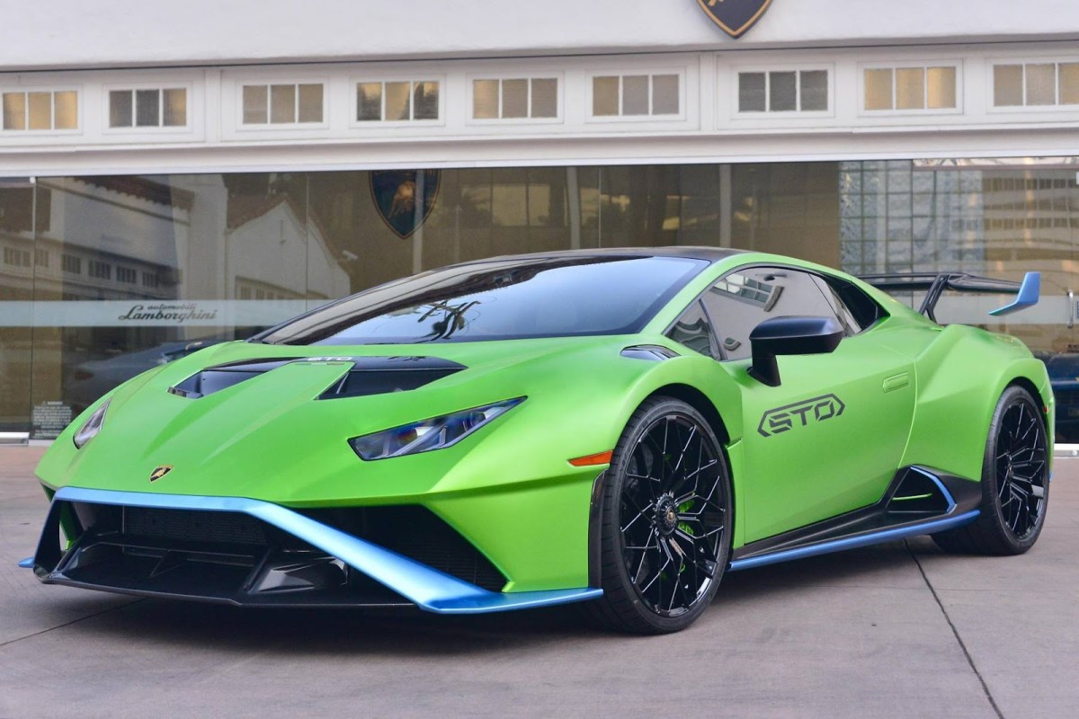 This blue-on-green Lamborghini Huracan STO is the most expensive car sold on Cars and Bids
