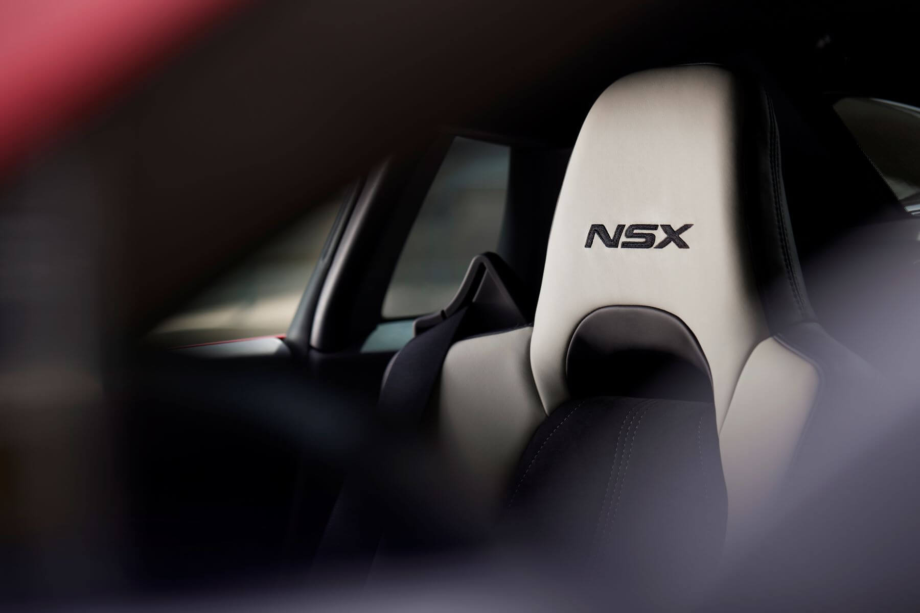NSX-branded seating in the cabin of a 2022 Acura NSX Type S performance sports car model