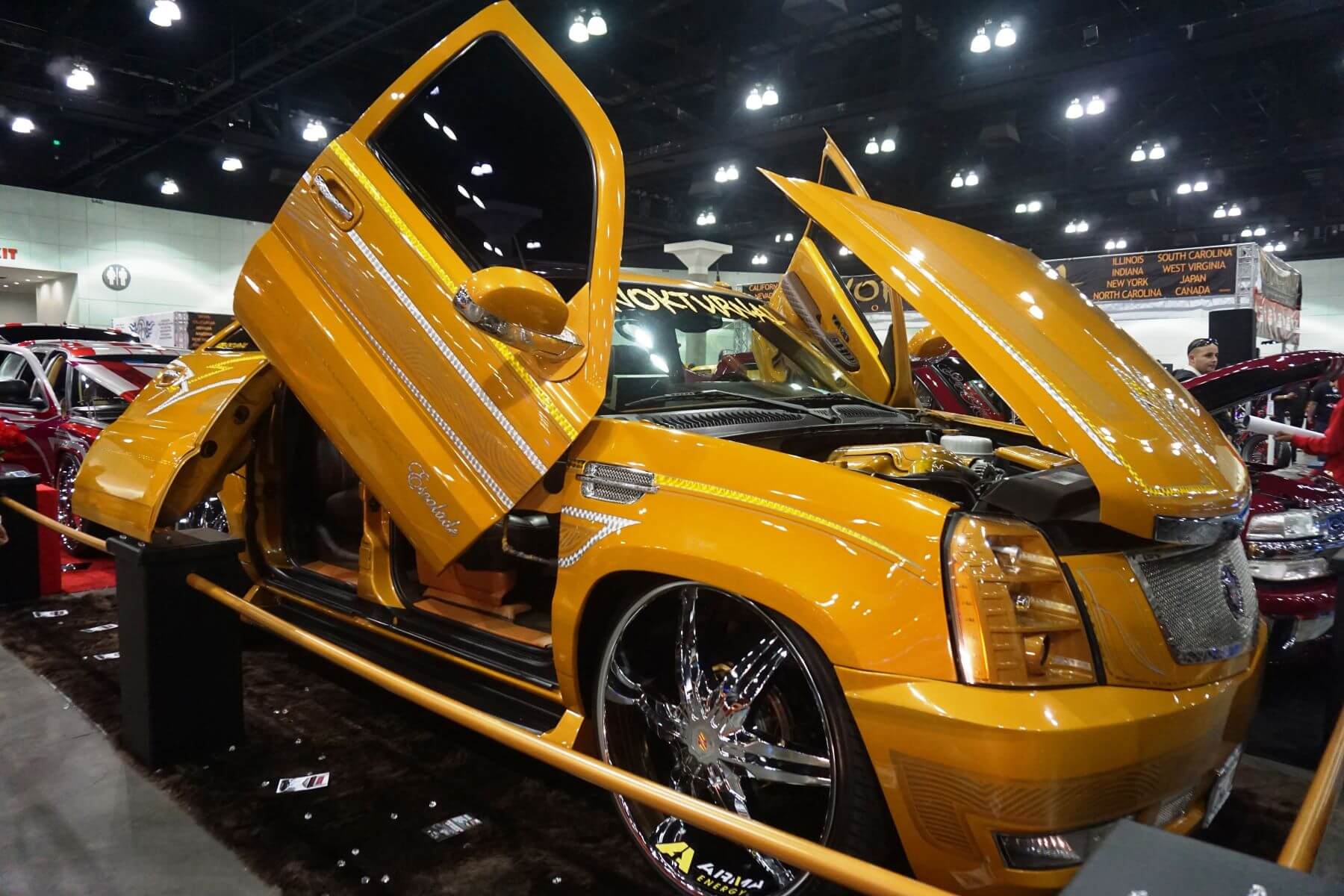 A Cadillac Escalade EXT luxury pickup truck model on display at DUB Show 2015 in Los Angeles, California