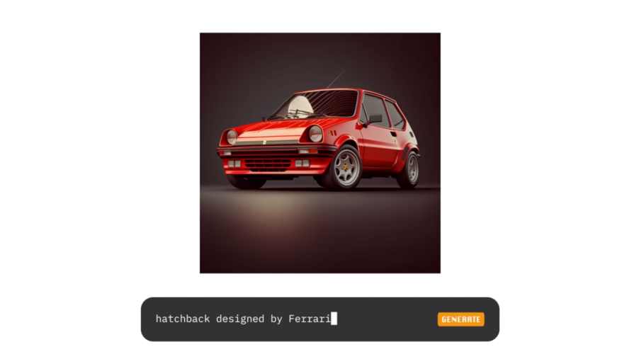 A red Ferrari hatchback design made by AI