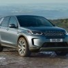 Front angle view of blue 2023 Land Rover Discovery Sport, cheapest new Land Rover and an off-road luxury SUV bargain